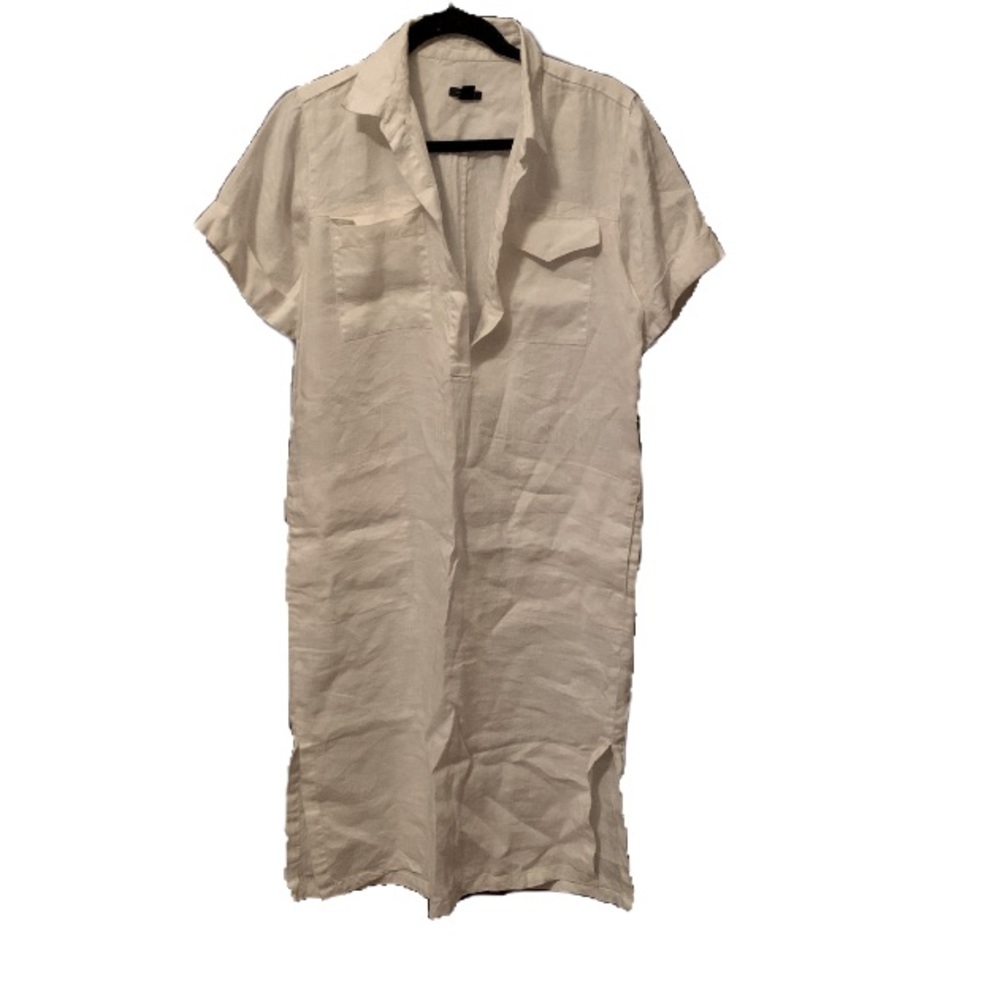 Ann Taylor white linen maxi midi shift dress small